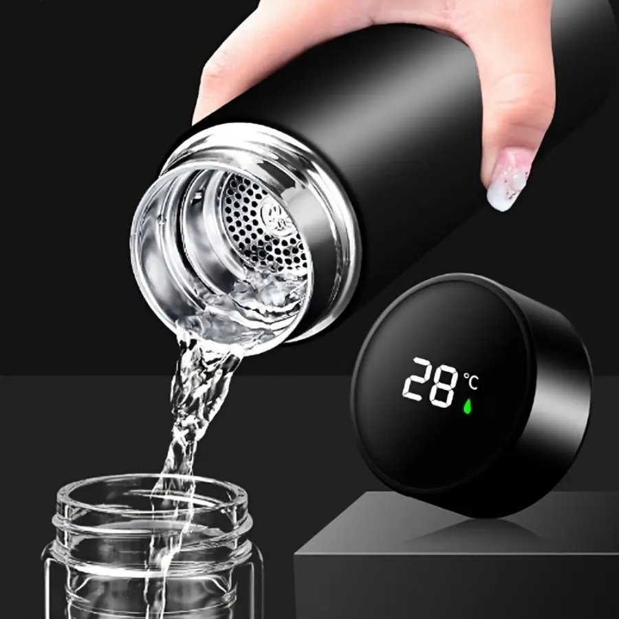 LED Temperature Display Durable Insulated Water Bottle, Thermal Flask, 24H Heat & Cold Retention SUS 304 Stainless Steel Vacuum Flask with Tea Infuser, Leak-Proof Smart Insulated Bottle for Office, Home, Travel & Outdoor, Drinkware – 5 Colors Available
