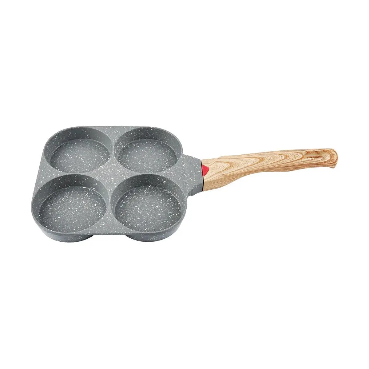 3-in-1 Breakfast Pan Nonstick Burger Egg Frying Pan with Steak Griddle, Temperature Sensing 4-Hole Design, Black