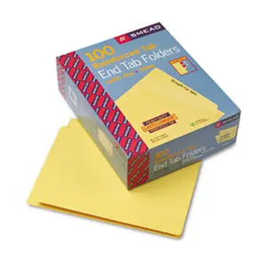 Smead Colored File Folders - Straight Cut - Reinforced End Tab - Letter Size - Yellow - 11 pt. Stock - 3/4" Expansion - 100/Box - Ideal for Color-Coding, Open Shelf Filing, Streamlining File Return Processes
