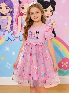 K-Pop Girl Dress, Sweet Princess Cartoon Idol Print Tutu Skirt, Easter Valentine's Day, Summer Party Gift, Birthday Present, Gift Idea