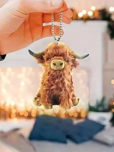 Cute Cartoon Cow Acrylic Pendant, Car Rearview Mirror Pendant, Exquisite Bag Pendant, Keychain Decoration, Home Decoration, Holiday Party Decoration