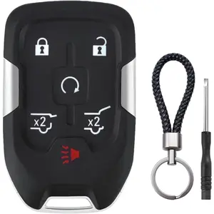 6 Button Key Fob Shell Replacement For Chevy Suburban,Tahoe,GMC Yukon XL,Denali HYQ1AA 2015 2016 2017 2018 2019 2020 Keyless Entry Remote Control Smart Car Key Fob Case Cover