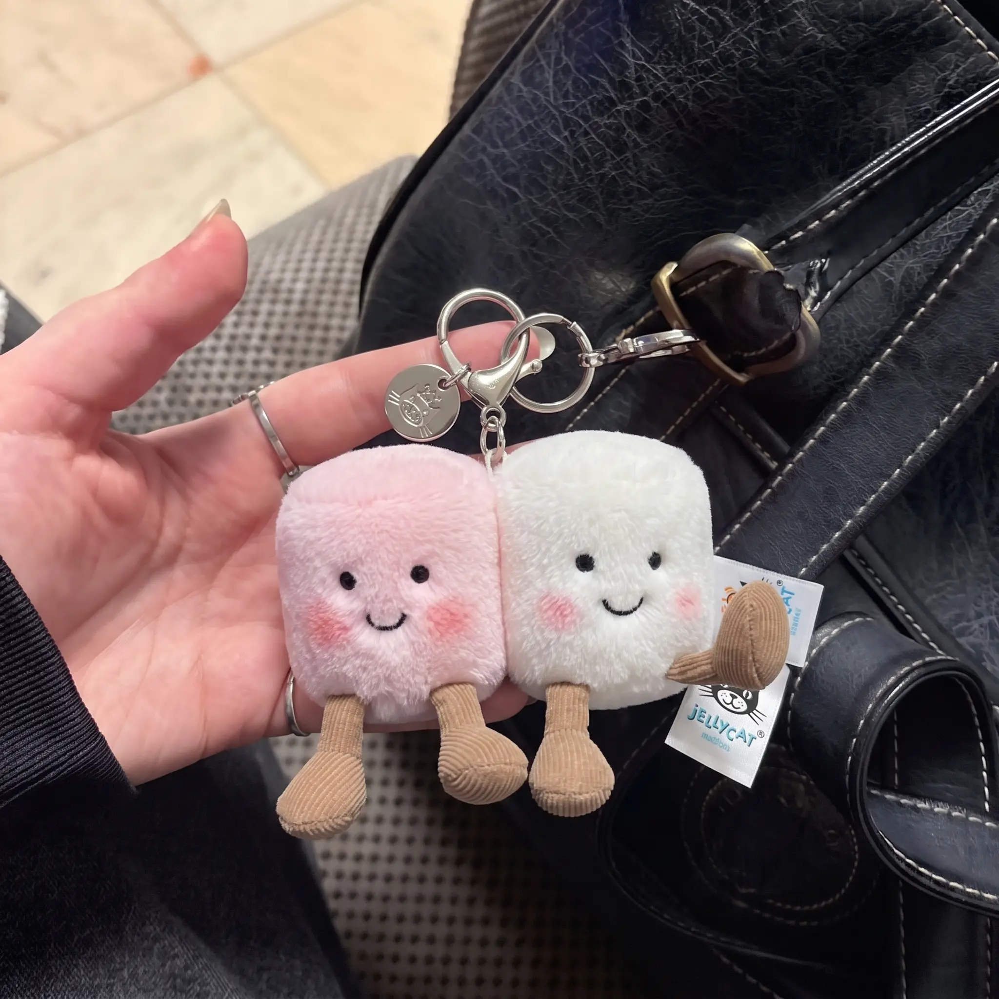 Jelly Cat Marshmallow Plush Bag Charm Collection, Adorable Plush Keychain, Cute Soft Coffee Bag Accessory, Adorable Cloud Gift for Her, Bag Charm