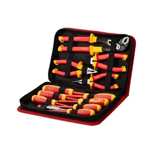 VEVOR Insulated Screwdriver Set, 12-Piece Professional Electrical Screwdriver Set, 1000V Insulated Electrician Tool Set, with Magnetic Phillips SlottedTips, Insulated Pliers, and Diagonal Pliers