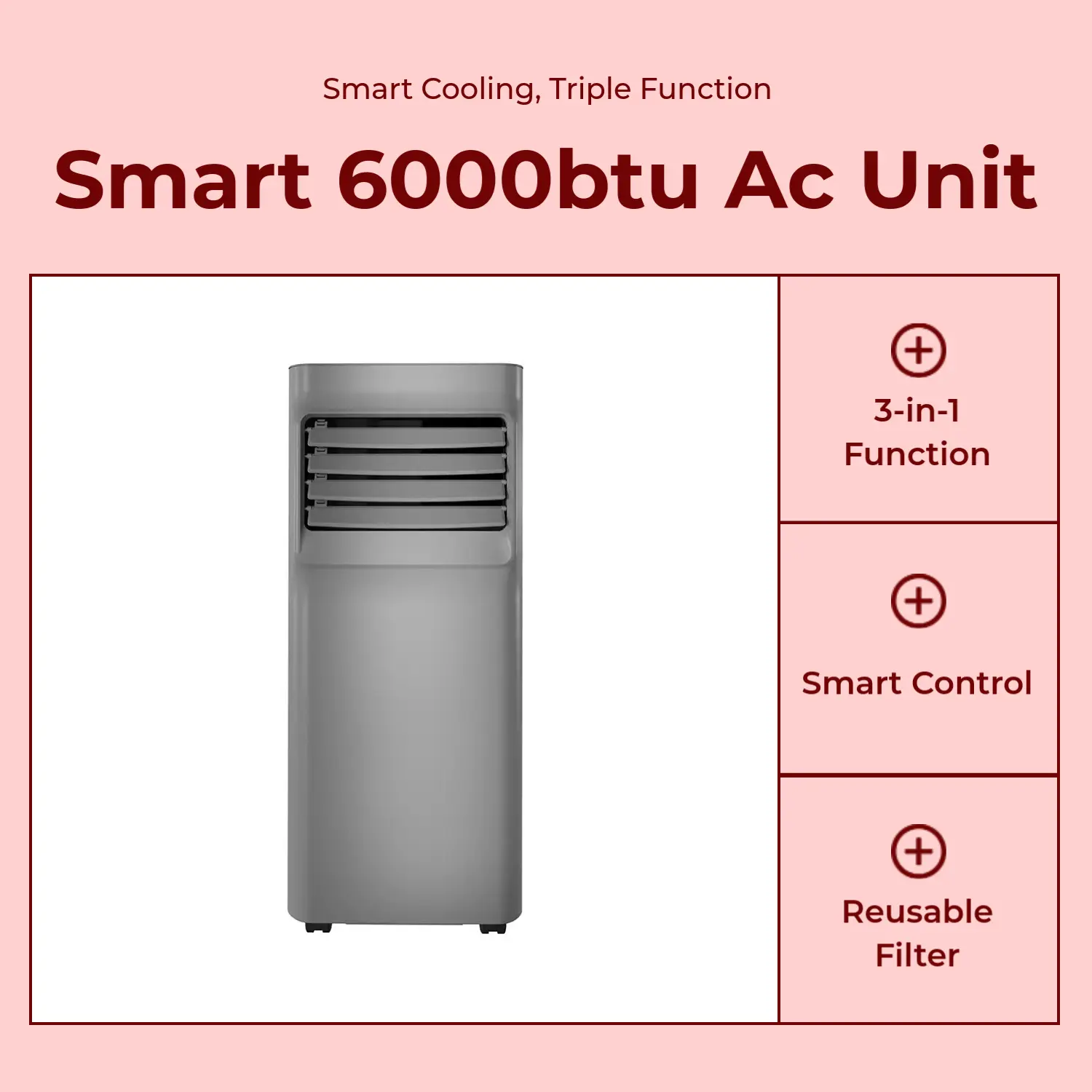 Like New Midea 6000 BTU DOE Smart Compact Portable Air Conditioner - 3-in-1 Cooling, Dehumidifier, Fan, Cools Up To 250 Sq Ft, Quiet, Voice Control Alexa/Google Assistant, Window Kit, Reusable Filter, Stay Cool Small Space Solution, Smart Watch