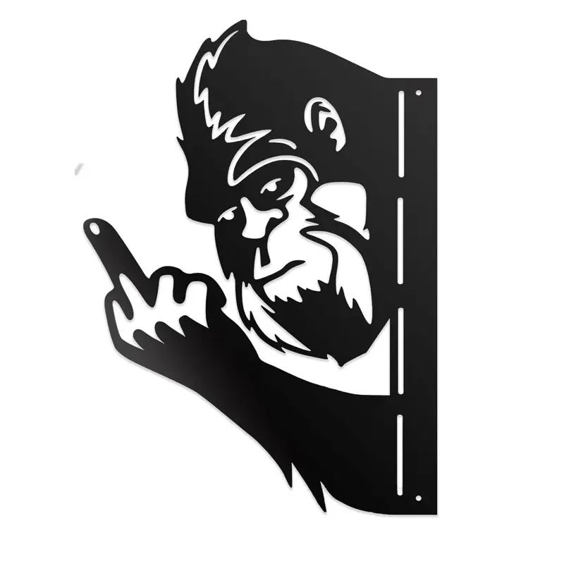 Peaking a Boo Flipping Off Bigfoot Animal Metal Sign Art Ornament, Animal Peeping Around Signs Corner Tree Garden Fence Farmhouse Outdoor Home Decoration