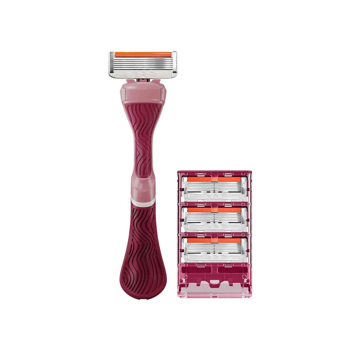 Dollar Shave Club Women's Razor Starter Bundle – Ergonomic Wavy Grip Handle + Signature 6-Blade Refills (4ct) for a Close Smooth Shave