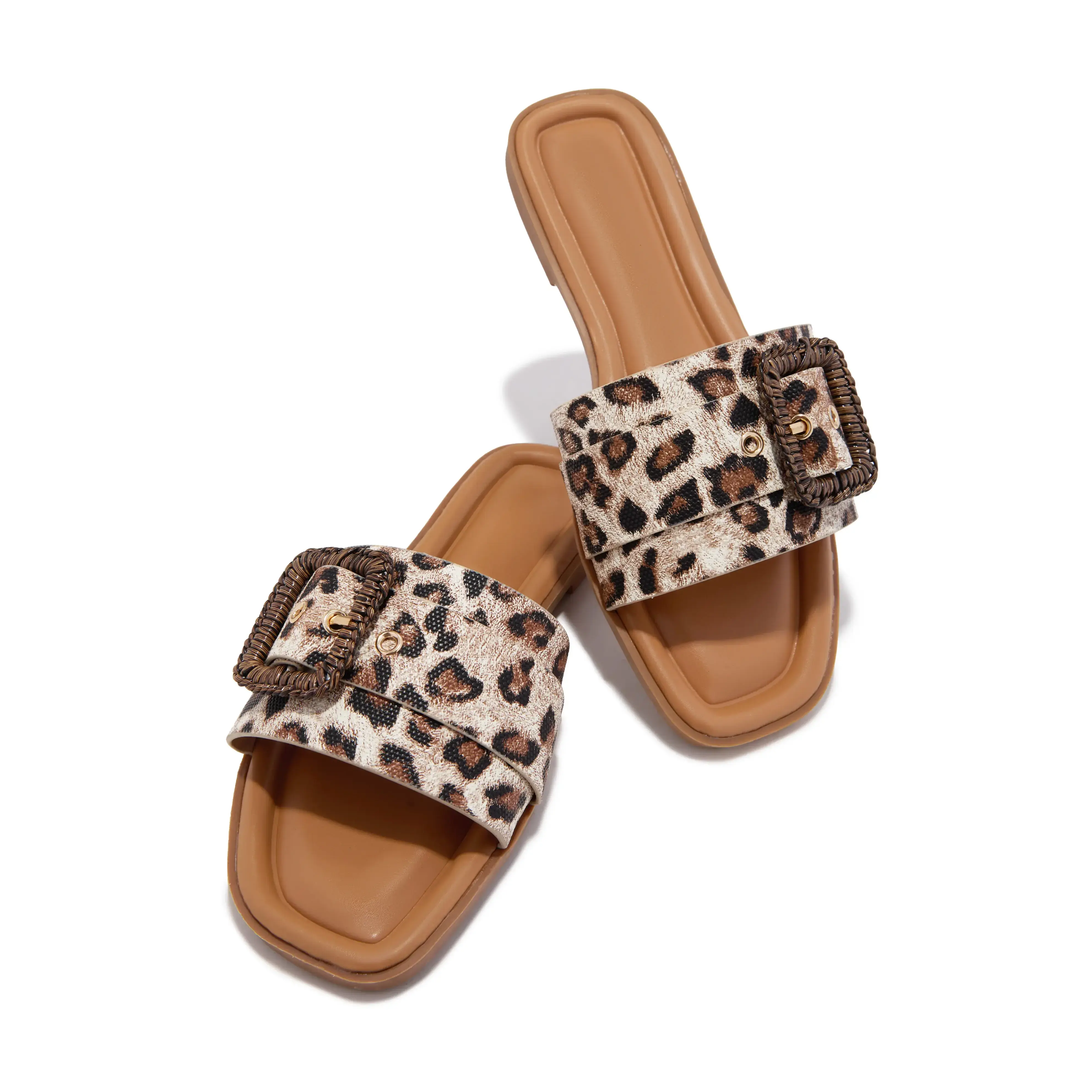 Paradise Steps Slip On Flat Sandals - Leopard