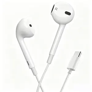 Type-C Wired Semi-In-Ear Earbuds, HiFi Stereo Sound Wired Earphones with Microphone & Volume Control, Portable Design Earphones for Samsung Plus & iPhone 16/15 Pro Devices, Audio, Light Weight Earbuds