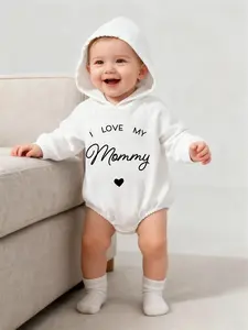 Soft Lightweight Baby Onesie Hooded Long Sleeve Sweatshirt, Casual Fit Pleated Cuff, Newborn & Toddler Infant Clothing, Infant Toddler Clothes