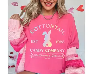 Cottontail Candy Company Shirt, Easter Bunny Shirt, Pastel Easter Spring Shirt, Easter Shirt Women, Easter Day Gift, Easter Matching Shirt