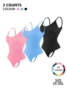 Women's Solid Color Shapewear Bodysuit, Spaghetti Strap Comfy Breathable Compression Tummy Control Butt Lifting Shaper, Ladies Shapewear for All Seasons, Womenswear, Basic