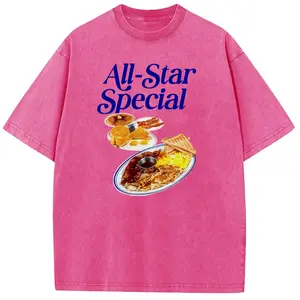 Holafish Oversize Acid Wash Vintage“All Star Special” Food T-Shirt,Heavyweight Cotton Streetwear graphic vintage tees Menswear Crewneck Tshirt