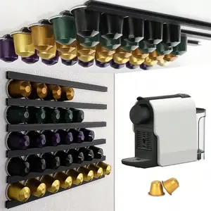 Adhesive Coffee Bag Holder, 6 Cabinet Under/wall Mount Vertical or Horizontal Installation, Coffee Shop Desktop Office Kitchen Storage