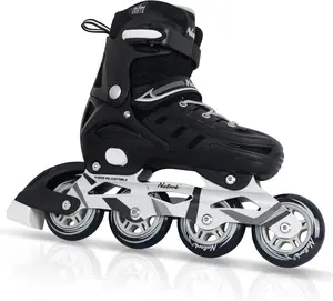Nattork Adjustable Inline Skates (Rollerblades) for Kids & Adults, Black, Model 786 with Skate Wheels
