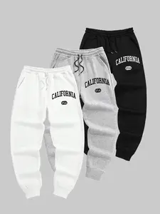Men's Letter Print Drawstring Waist Sweatpants, Casual Comfortable Athleisure Regular Fit Pocket Jogger Pants for Fall & Winter, Men's Trousers for Daily Wear, Casual Sports Trousers, Printed Sweatpants