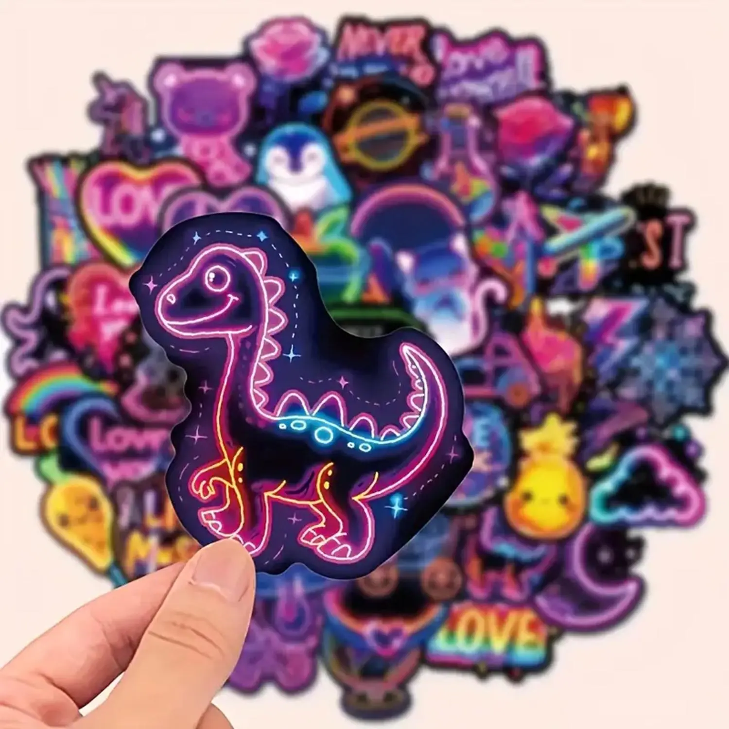 50pcs Neon Stickers, Sticker Packs, Personalized Accessory Stickers, Interesting Designs, Suitable For Decorative Stickers For Laptops, Skateboards, Suitcases, Neon Pattern Waterproof Stickers, High Adhesive Stickers