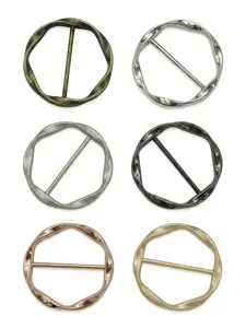 Women's Fashion Metal Scarf Ring Clip Set, 6-Piece Round Buckle Clothing Accessory Kit (available in 6 Colors), Stylish Jewelry Pin Clip