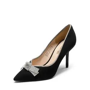 DREAM PAIRS Women's Classy Elegant Stylish Rhinestone Bowknot Pointed Toe Stiletto High Heel Pumps, Women's Footwear