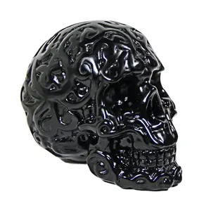 Black Obsidian Skull Carving Head Hand Carved Figurine Healing Crystal Reiki Energy Stone Therapy Statue Halloween Decor