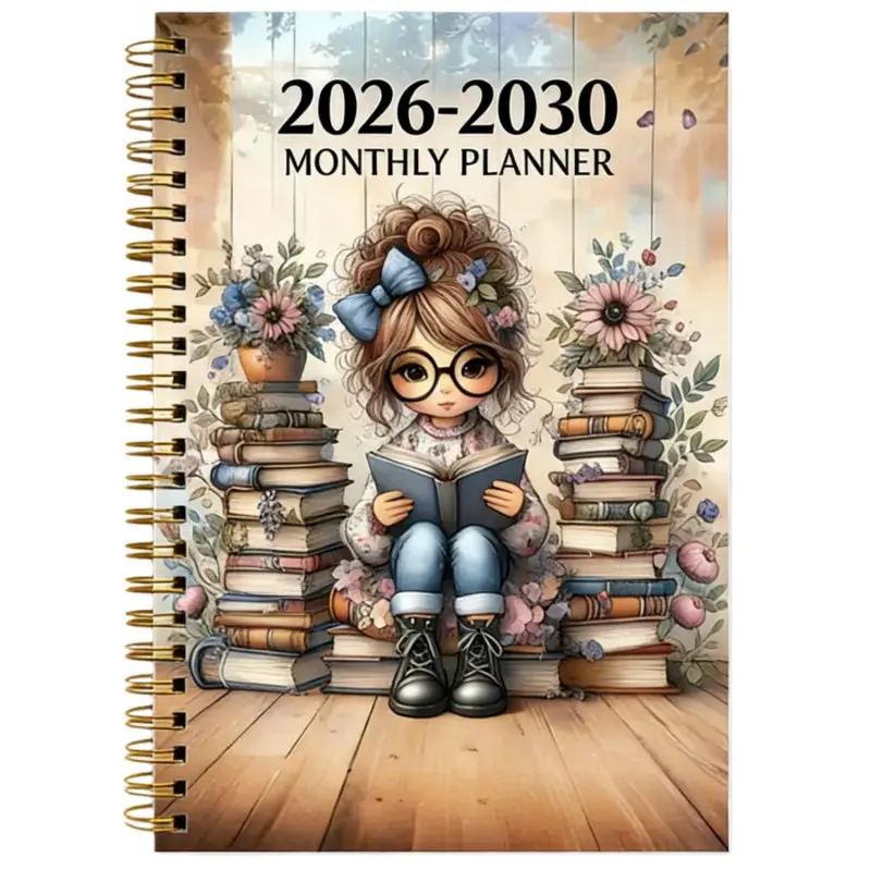 2026-2030 Monthly Planner/Calendar - January 2026 to December 2030, 5-Year Monthly Planner, Reading Enthusiast Women's Themed Cover Design Notebook, Yearly Calendar Planning, Monthly Tabs, 60-Month Calendar, 5.5 x 8.3 inches, 71 Sheets/142 Pages Thick Pap