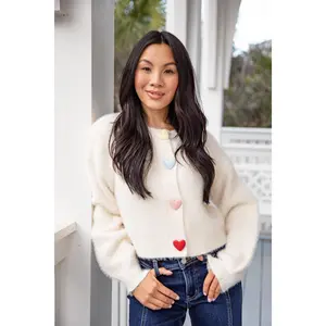 FINAL SALE - Sweethearts Knit Ivory Sweater Cardigan