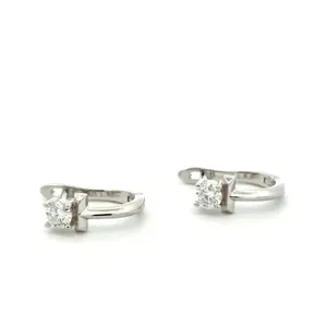Womens 925 Lever Back Moissanite Hoop Earrings! Silver/Gold 925 Sterling Silver (MEW-685)