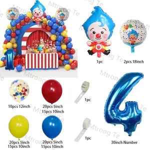1Set Cartoon Plim Clown Balloon Number Ball Latex Air Globos Children Baby Shower Birthday Party Decorations Kids Inflatable Toy