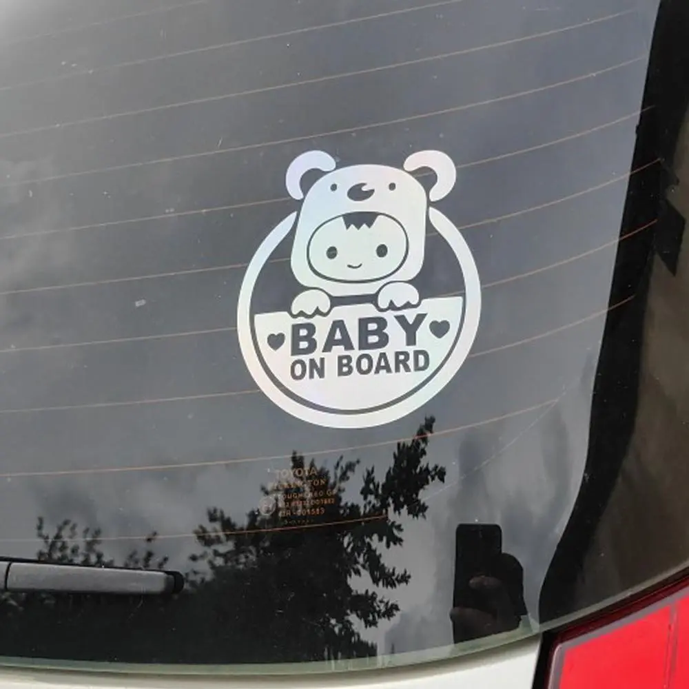 Baby On Board" Reflective Car & Motorcycle Decal - Durable Pvc, Cartoon Safety Warning Sticker For Windows 2026 Decoration for your cars