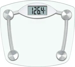 Digital bathroom scale, highly accurate weight scale, instantly opening and closing, 400 pounds, sturdy transparent glass chrome plated base