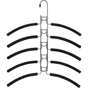 No  Bump Multiple Sweater Coat Clothes Hangers,Multi Layers Space Saving T Shirt Blouse Rack,(2 Pack Black Color)