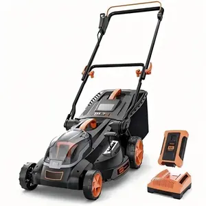 DOVAMAN 40V Cordless Lawn Mower, 16'' Cutting Width, Brushless Motor, 6-Heights Central Adjustment, 4.0Ah Battery, 3-Level Hight Select, Foldable Handle for Vertical Storage, 13.2-Gal Grass Bag