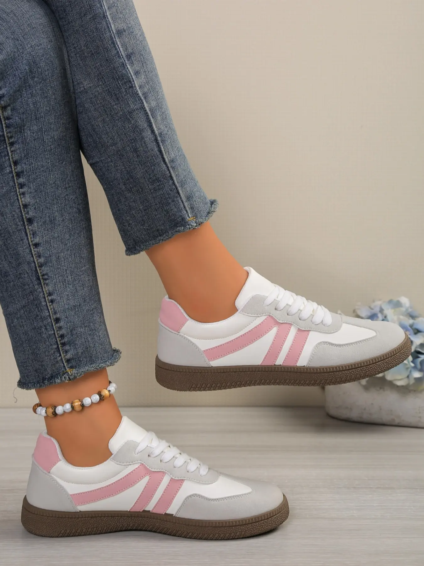 Women's Retro Color Block Casual Low Top Sneakers, All Season Stylish Board Shoes, Walking Shoes for Daily Commute & Campus Wear, Sneakers Trainer Shoes