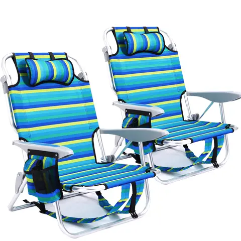 【Fall Deals For You】Unisex Durable Oxford Fabric Portable Recliner Chair for Adults - 300lb Capacity, Aluminium Alloy, Backpack Bag, 4-Position, Armrest, Cup Holder, Adjustable Strap, Lay-Flat Fold, Headrest, Outdoor Camping Beach Furniture