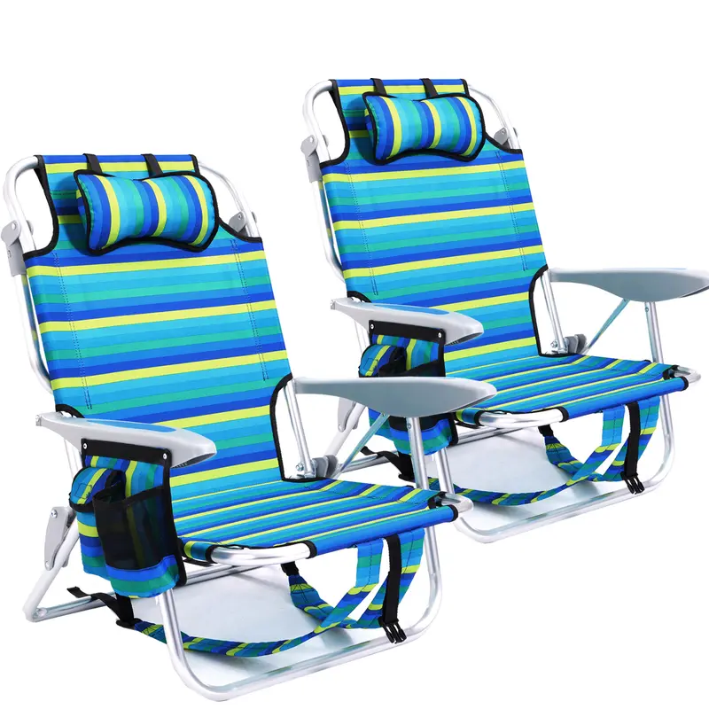 【Fall Deals For You】Unisex Durable Oxford Fabric Portable Recliner Chair for Adults - 300lb Capacity, Aluminium Alloy, Backpack Bag, 4-Position, Armrest, Cup Holder, Adjustable Strap, Lay-Flat Fold, Headrest, Outdoor Camping Beach Furniture