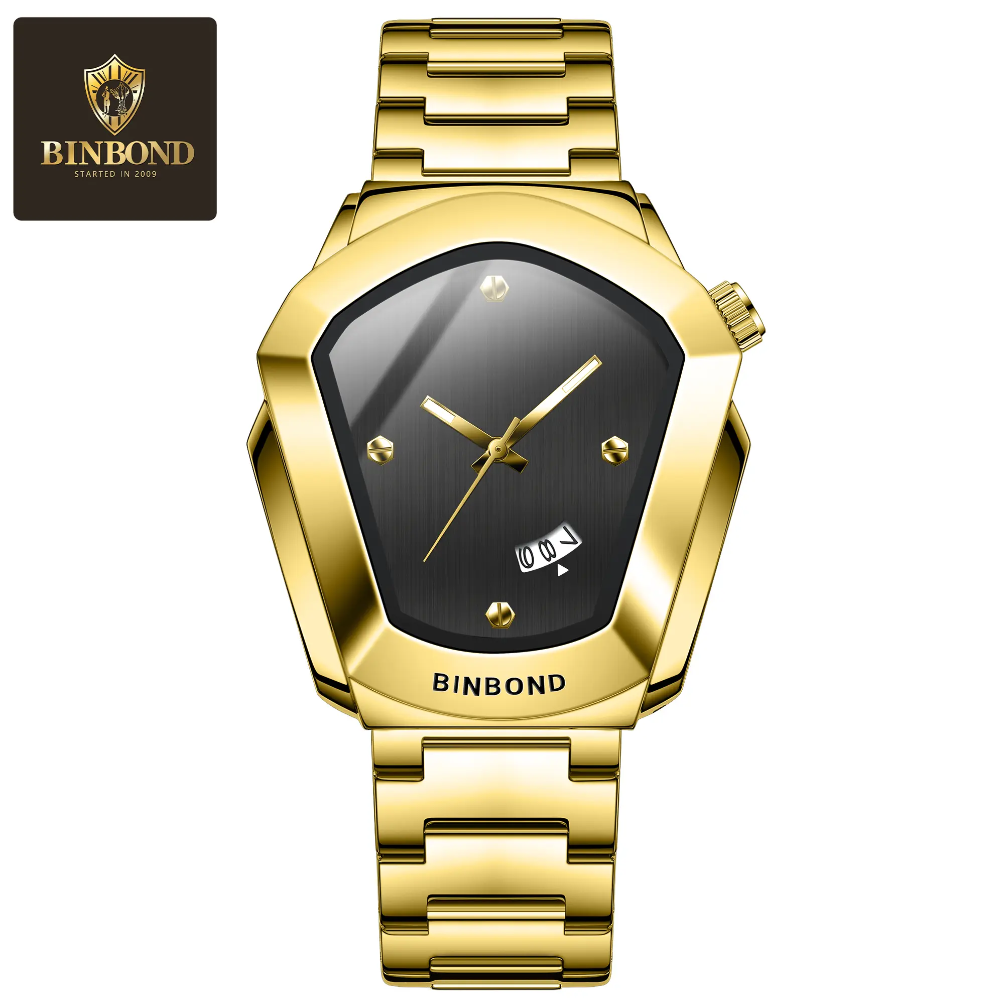 BINBOND -- Men's Multifunctional Wristwatch, featuring an original Swiss movement, equipped with a date function, a 43mm dial, a sapphire crystal glass, a stainless steel strap, and a luminous and water-resistant design.