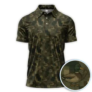 Mallard Duck Camo Polo Shirt for Men Waterfowl Pattern Funny Crazy Golf Outfit Tee