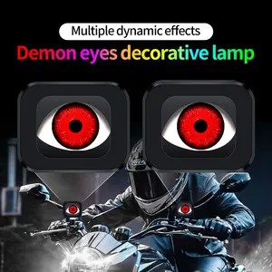 New Upgraded Version Motorcycle Demon Eye Light Dynamic LED Headlight 8.5cm Multi-Color Pupil Light Customizable Eye Light 0-49W Multi-Mode Unique Design funcar Accessories for Girls Automotive Christmas Lights on Car