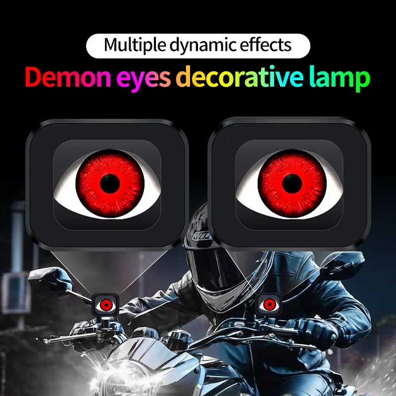 New Upgraded Version Motorcycle Demon Eye Light Dynamic LED Headlight 8.5cm Multi-Color Pupil Light Customizable Eye Light 0-49W Multi-Mode Unique Design funcar Accessories for Girls Automotive Christmas Lights on Car