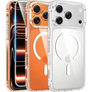 Magnetic Clear iPhone Case - Slim Anti-Yellowing Rugged Protective Cover, Compatible with iPhone 17 Pro Max, 17 Air, 16 Pro Max, 16E, 15 Pro, 14 Plus, 13, 12, 11| Total Shockproof Protection