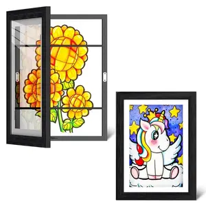 Magnetic Storage Frame with Corner Protection, Acrylic Art Frame, Wall-Mounted Floral Decor, Ideal for Home, School, Office
