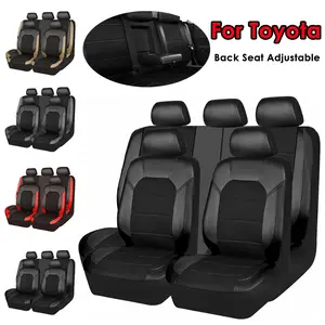 For Toyota Tacoma 2011-2019 2020 2021 2022 Car 5 Seat Covers, Breathable Fabric with PU Leather Seat Protectors, Universal Fit Auto Accessories Full Set