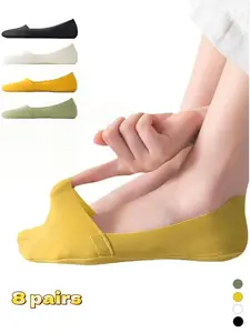 Men's and women's breathable thin invisible summer socks, Athletic socks, Anti slip socks, ventilation, coolness, sweat absorption, Non-slip and stay-on design, shallow cut, 8 pairs per pack, Suitable for everyday casual wear, outdoor sports