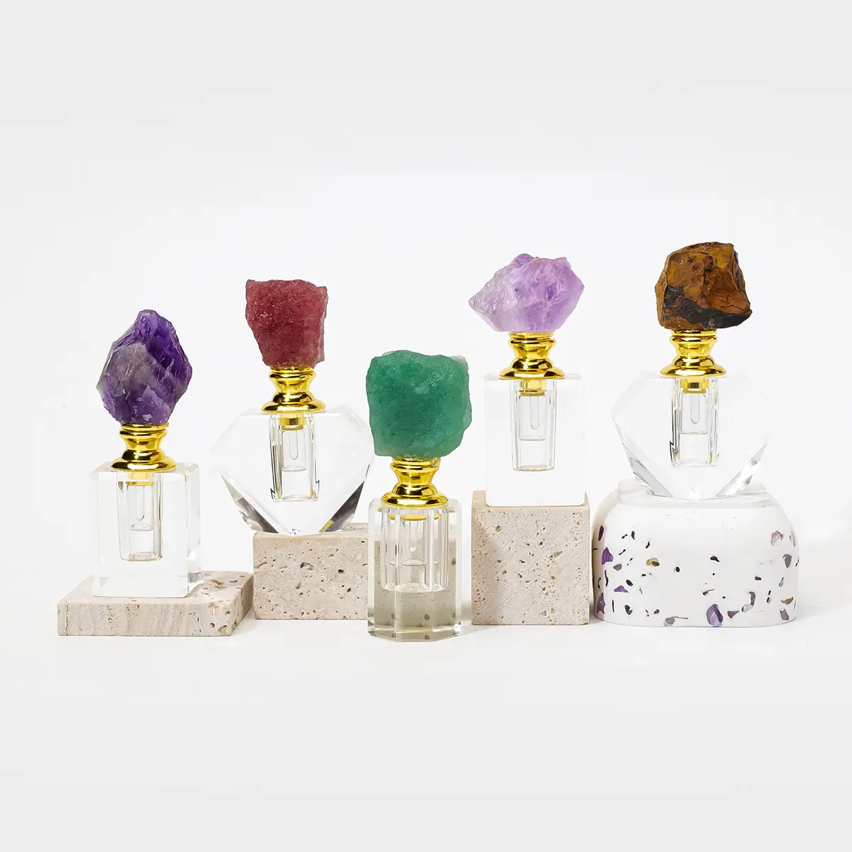Natural Amethyst Crystal Cluster Healing Stone, Chakra Healing Crystals, Intuitively Chosen Crystals, Essential Oil Bottle, Empty Refillable Perfume Dropper, Aromatherapy Tool, Natural Stone Decor, Chakra Healing Stones