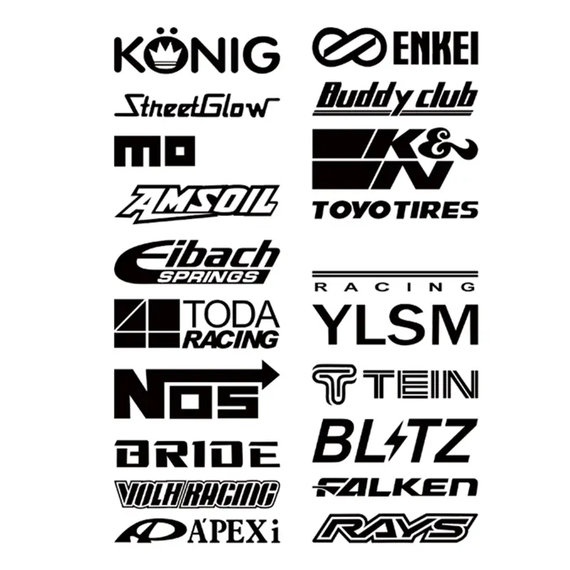 20pcs Reflective Fixed Styles Car Decor Stickers Set Racing Sponsors Vinyl Decals Kit for JDM Lowrider‌ Automobile Accessories
