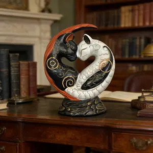 Boho Feng Shui Cat Decor, Yin Yang Art Resin Figurine, Modern Home Decoration, Home Ornaments, Indoor Outdoor, Birthday Gift, Collectible Doll
