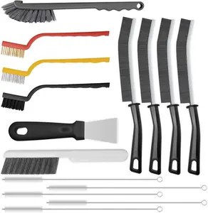 15 Pack Crevice Cleaning Brush Set, Hard Bristle Detail Cleaning Brushes for Grout, Bathroom, Kitchen, Corners & Windows