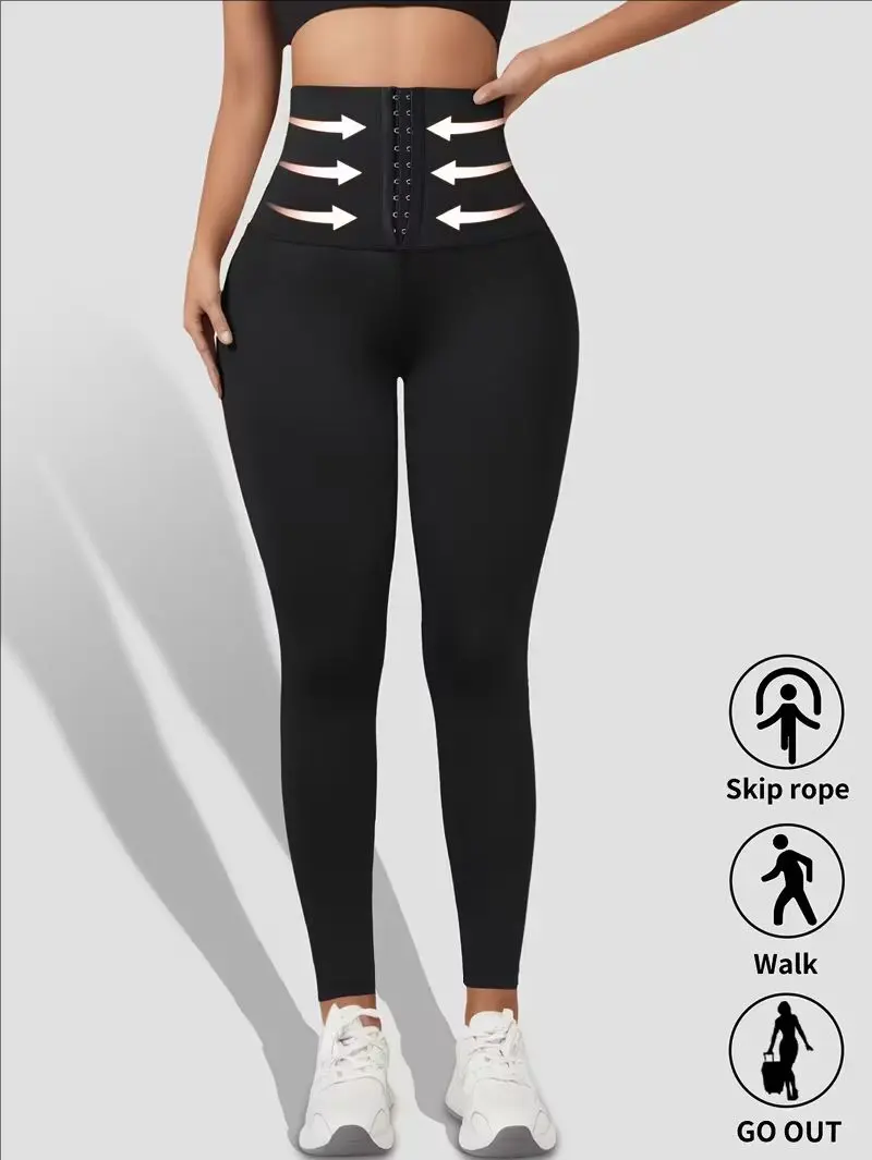 Women's High-Waisted Corset Leggings - Tummy Control Body Shaper, Seamless Legs Athletic Sportswear, High Waist Compression Fitness Pants, Full Length Stretch Activewear for Yoga, Women's Clothes, Slimming Fit, Faja Body Shaper, Pants For Women tiktokshop