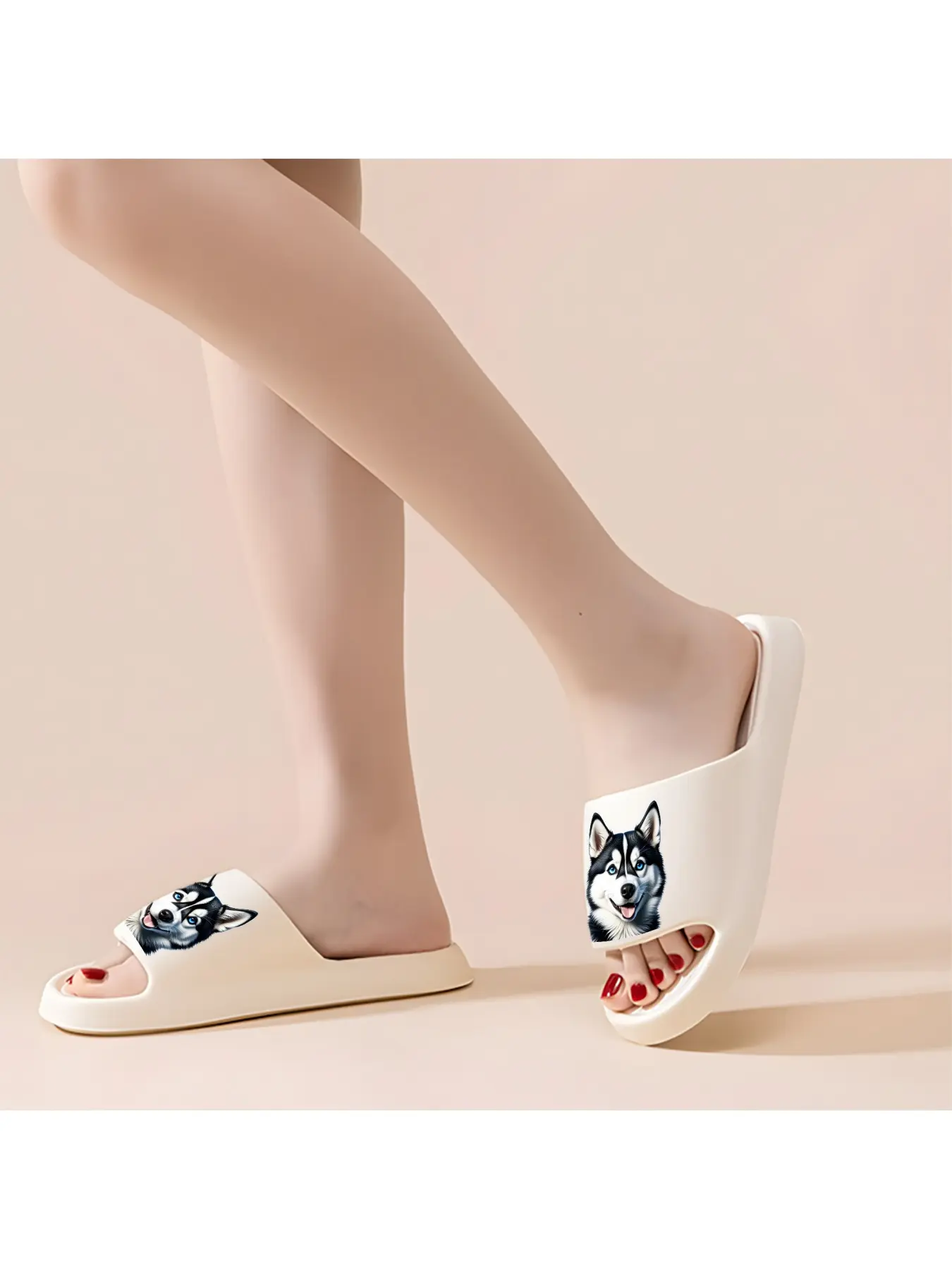 Cute Husky Dog Slides | Non-Slip Cloud Slippers