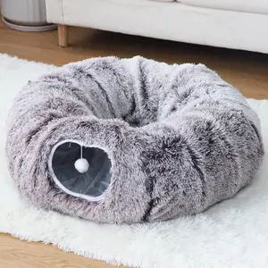 Cozy Plush Warming Pad Versatile Cat Tunnel Removable Indoor Pet Den